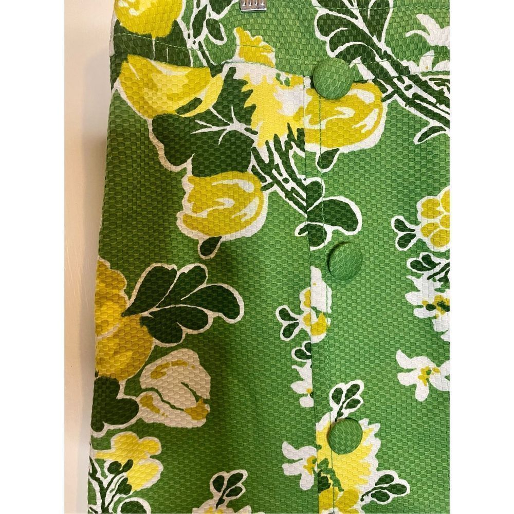 Talbots Vintage inspired faux wrap green and yellow skirt size 12 - Picture 2 of 8